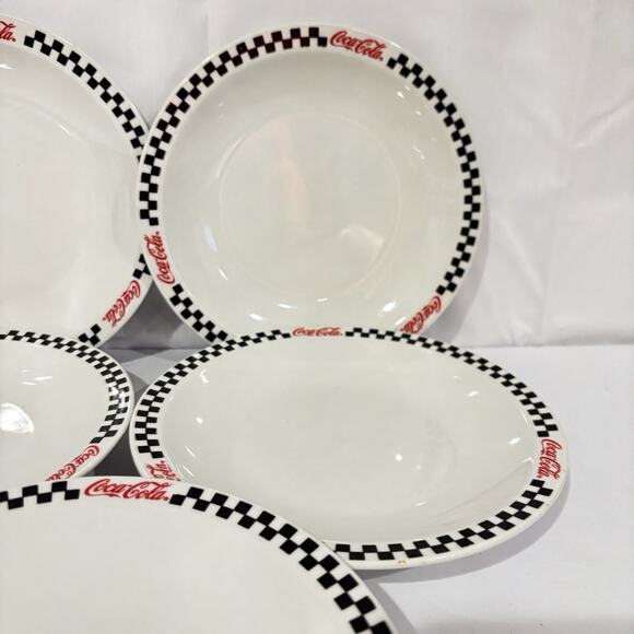 Vintage Coca Cola Red/Black/White Checkered 7 1/2” Plate 2002 Gibson Set Of 5 - Picture 4 of 7